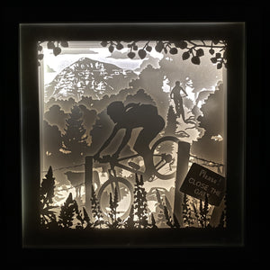 Teocalli Mountain Biker Illuminated Shadow Box Art