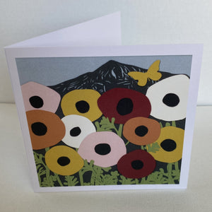 Poppies in the mountains greeting card notecard