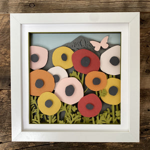 Poppies in the mountains shadow box wall art