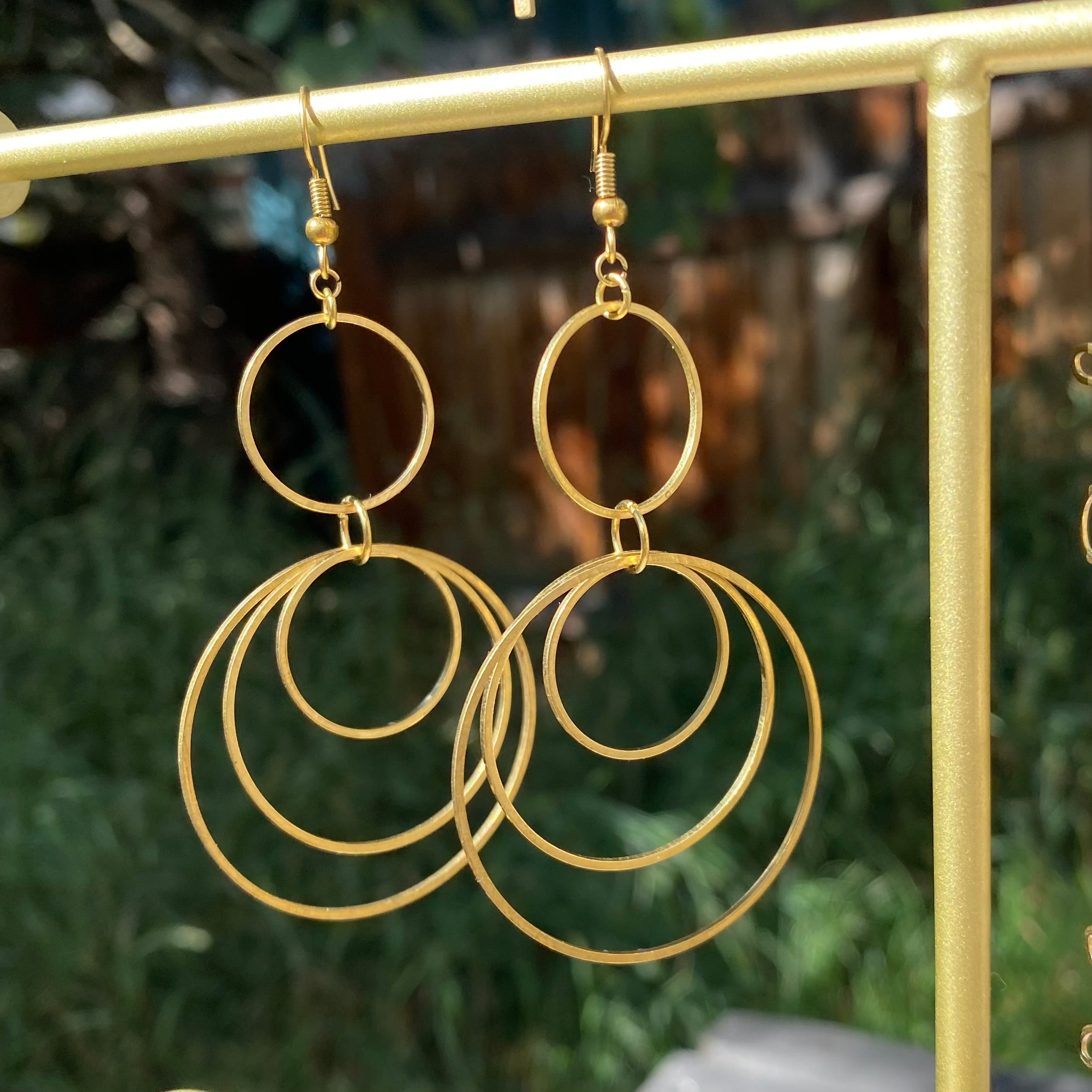Dangly Brass Circles Earrings
