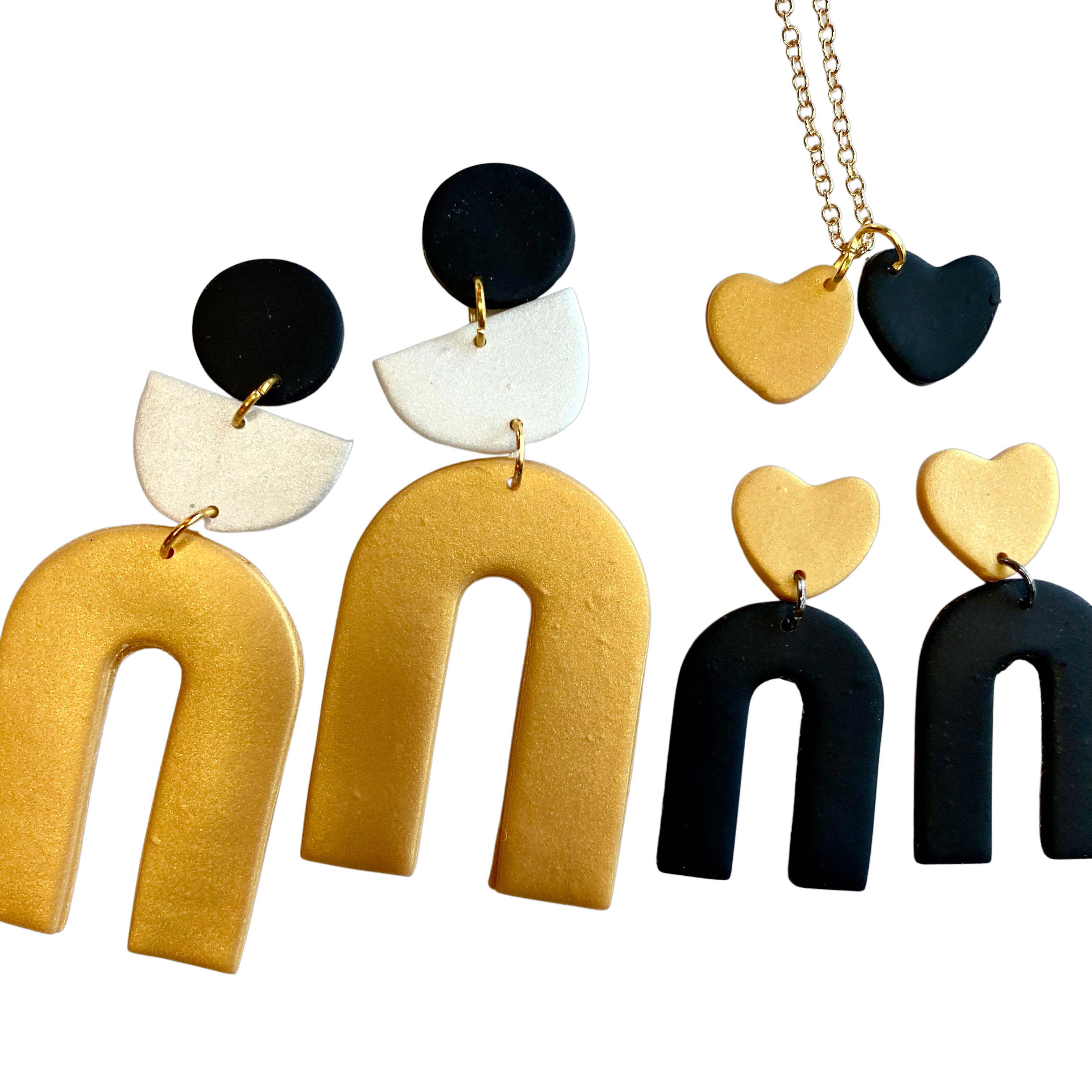 Black and Gold Earring and Necklace Collection
