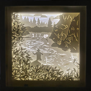 Fly Fisherman Illuminated Shadow Box