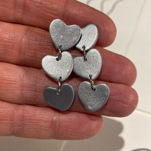 Triple Heart Dangle Earrings