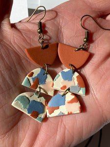 Terrazzo and Rust Modern Dangle Earrings