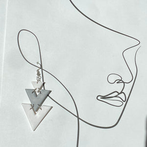White and Gray Triple V-Shaped Earrings