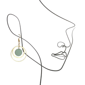 Mint Green and Brass Circle Earrings