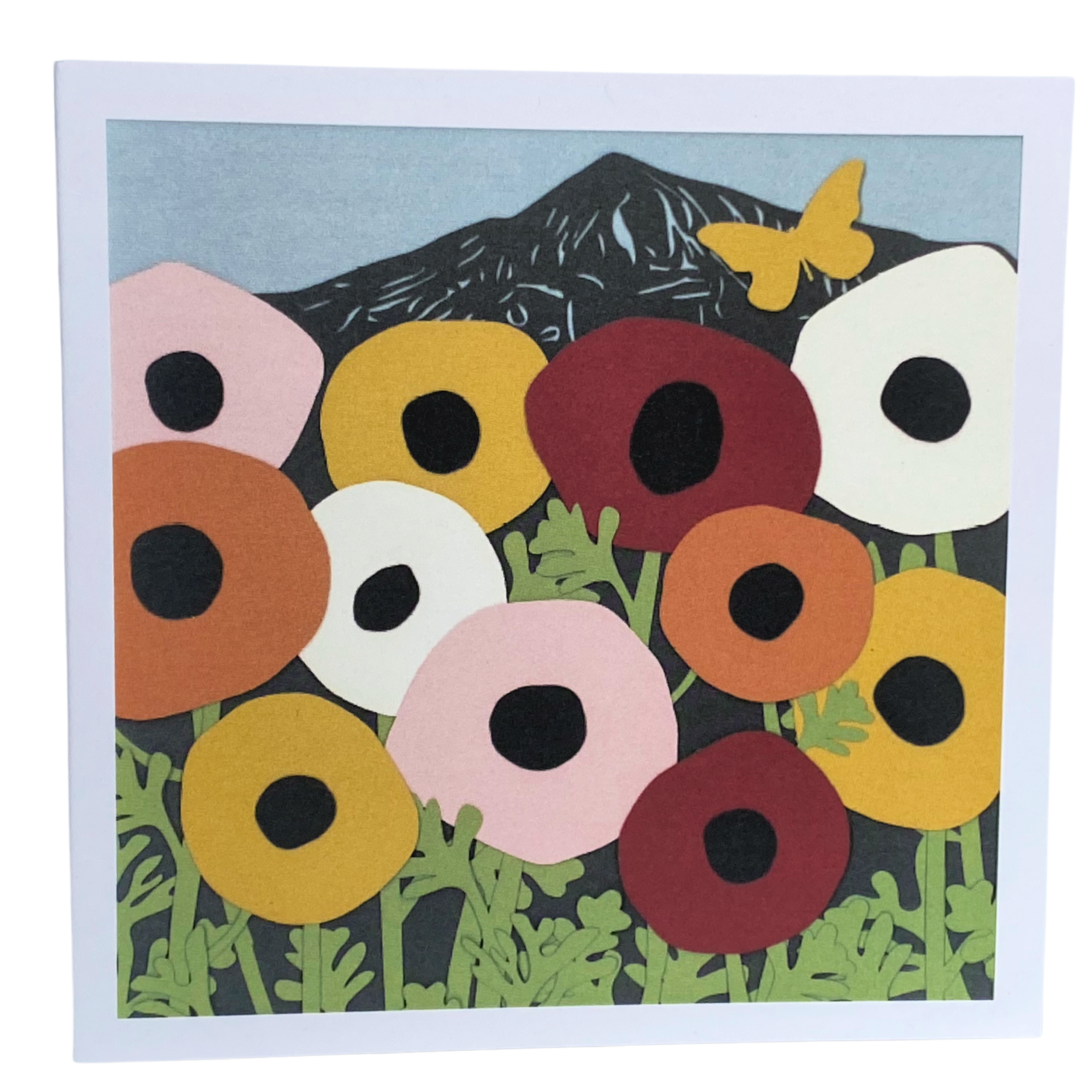 Poppies in the mountains greeting card
