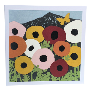 Poppies in the mountains greeting card
