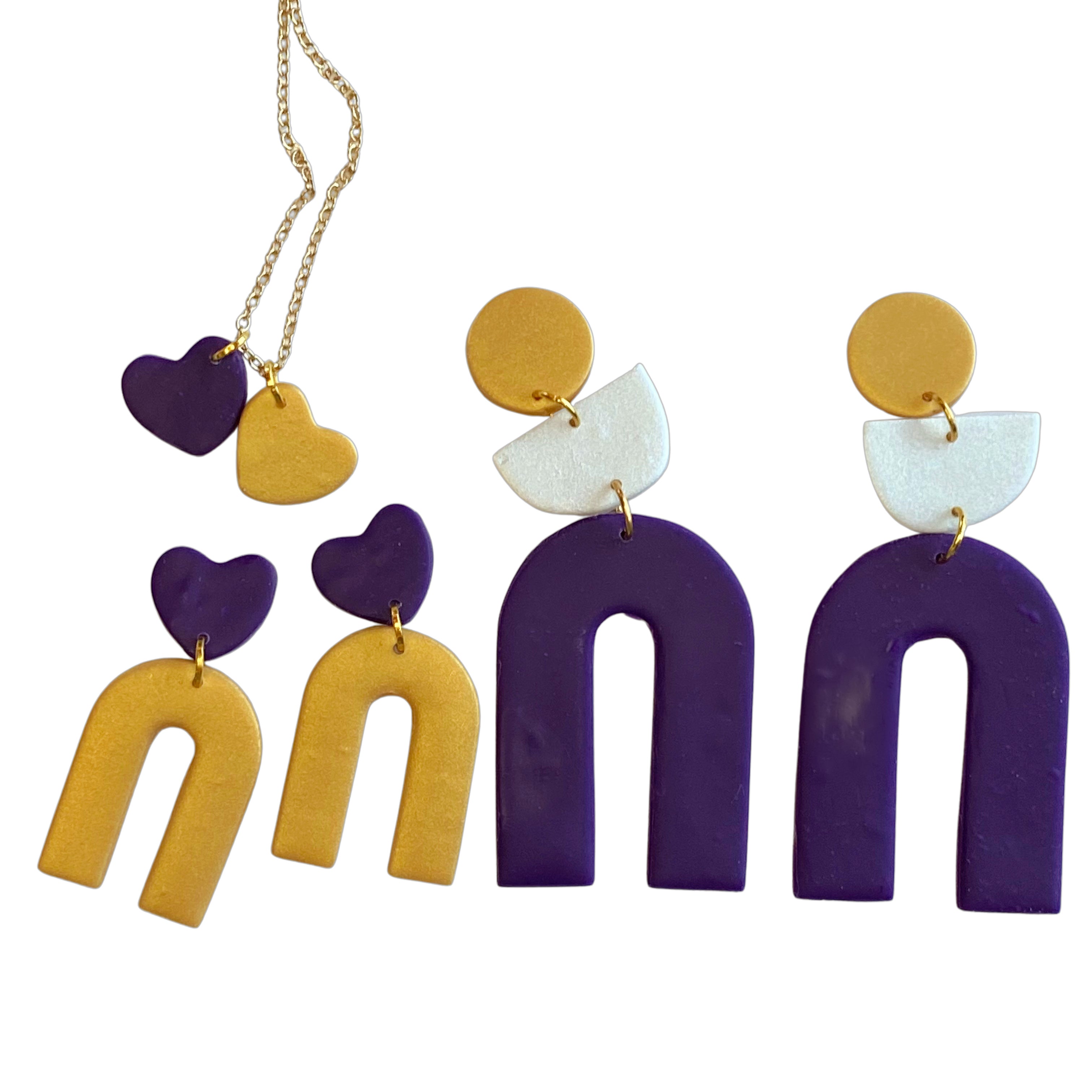 Purple and Gold Earring and Necklace Collection