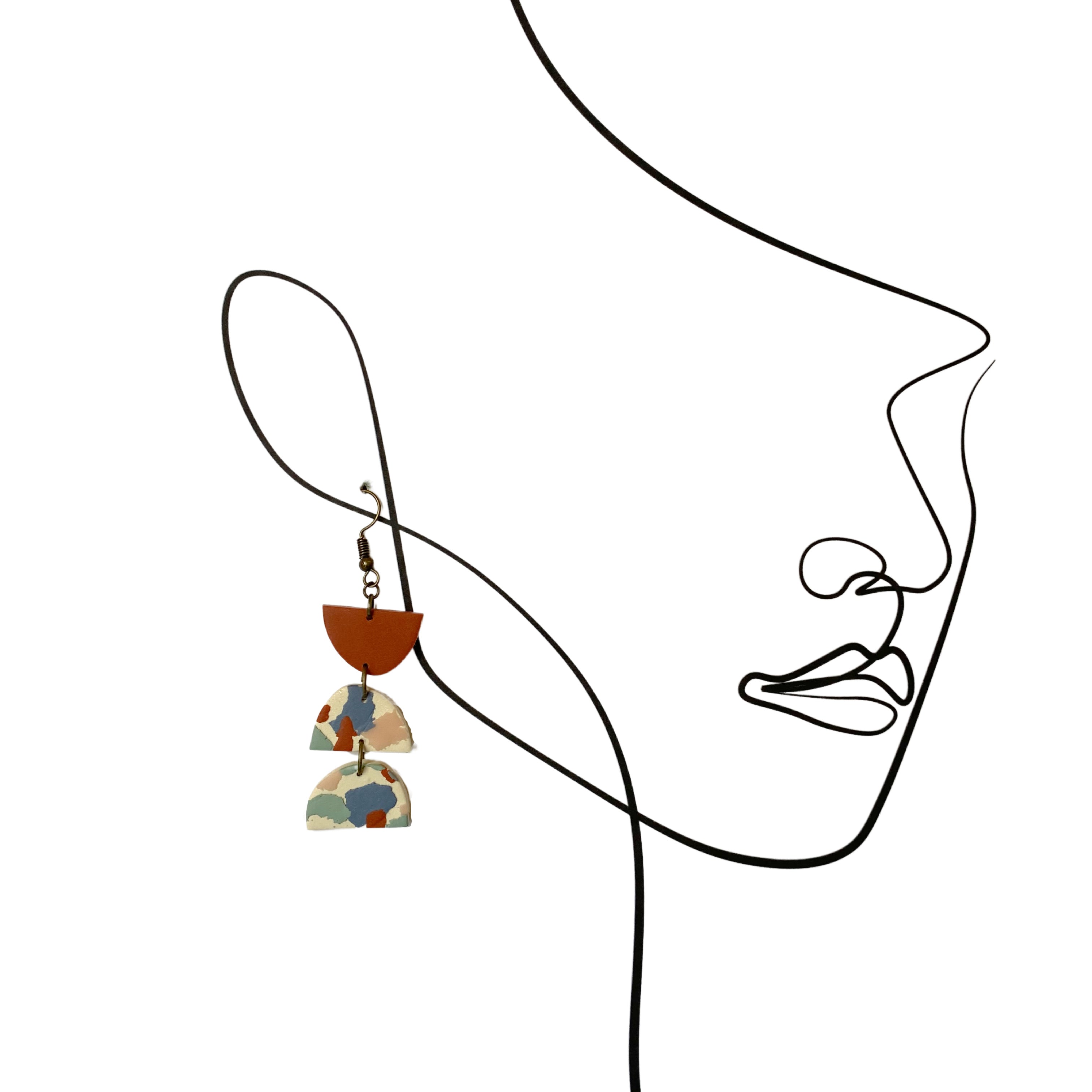 Terrazzo and Rust Modern Dangle Earrings